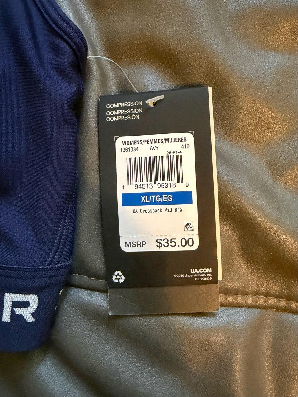 Under Armour Navy Crossback Sports Bra - Picture 3 of 3